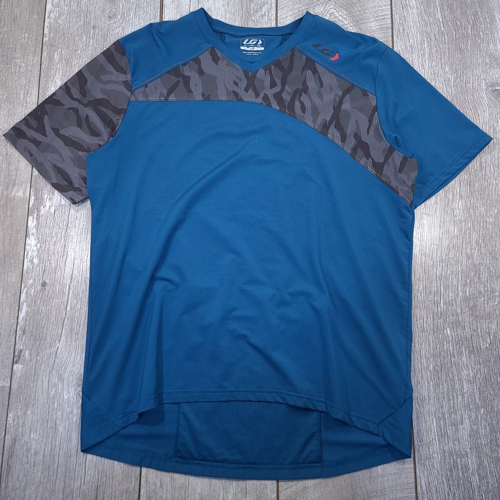 Louis Garneau Cycling Jersey Mens Large Blue Camo Performance Short Sleeve Shirt